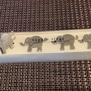 Elephant Napkin Rings Pier 1 Imports Trunk Raised Nickel-Plated Metal NOS